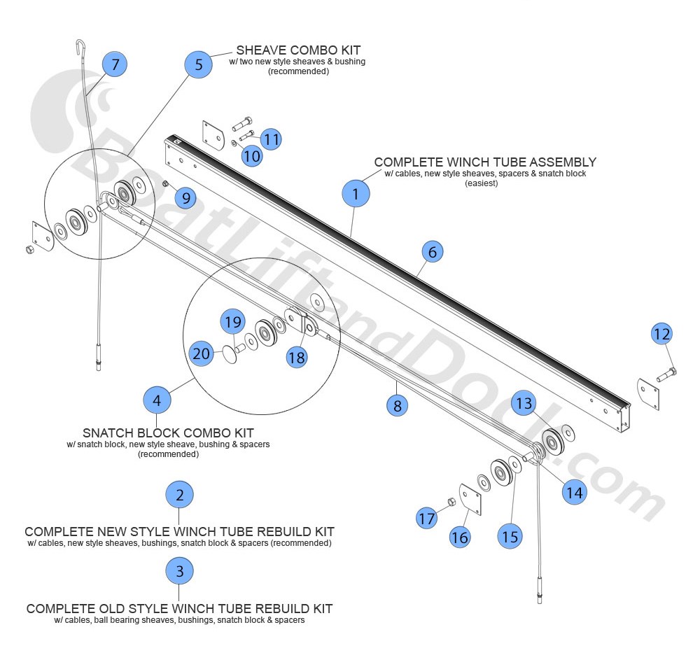 ShoreStation 2600-4000# Winch Tube Parts Diagram