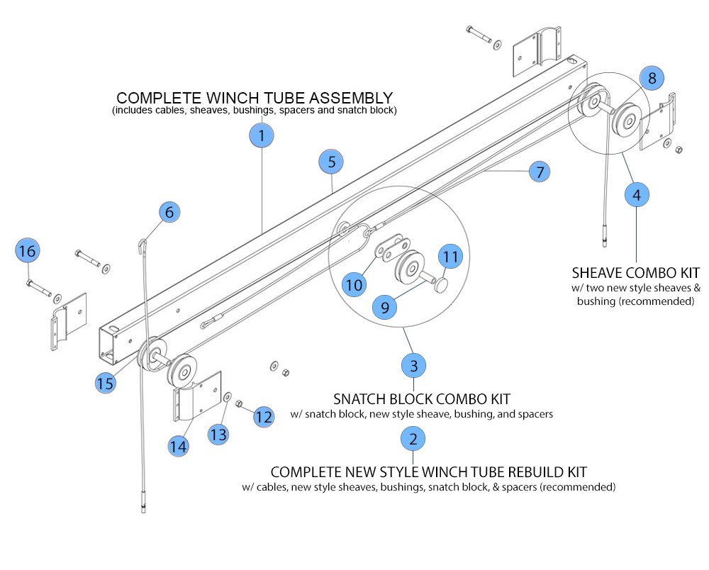 SS5000-6000 Winch Tube Parts Diagram (2005 - Newer)