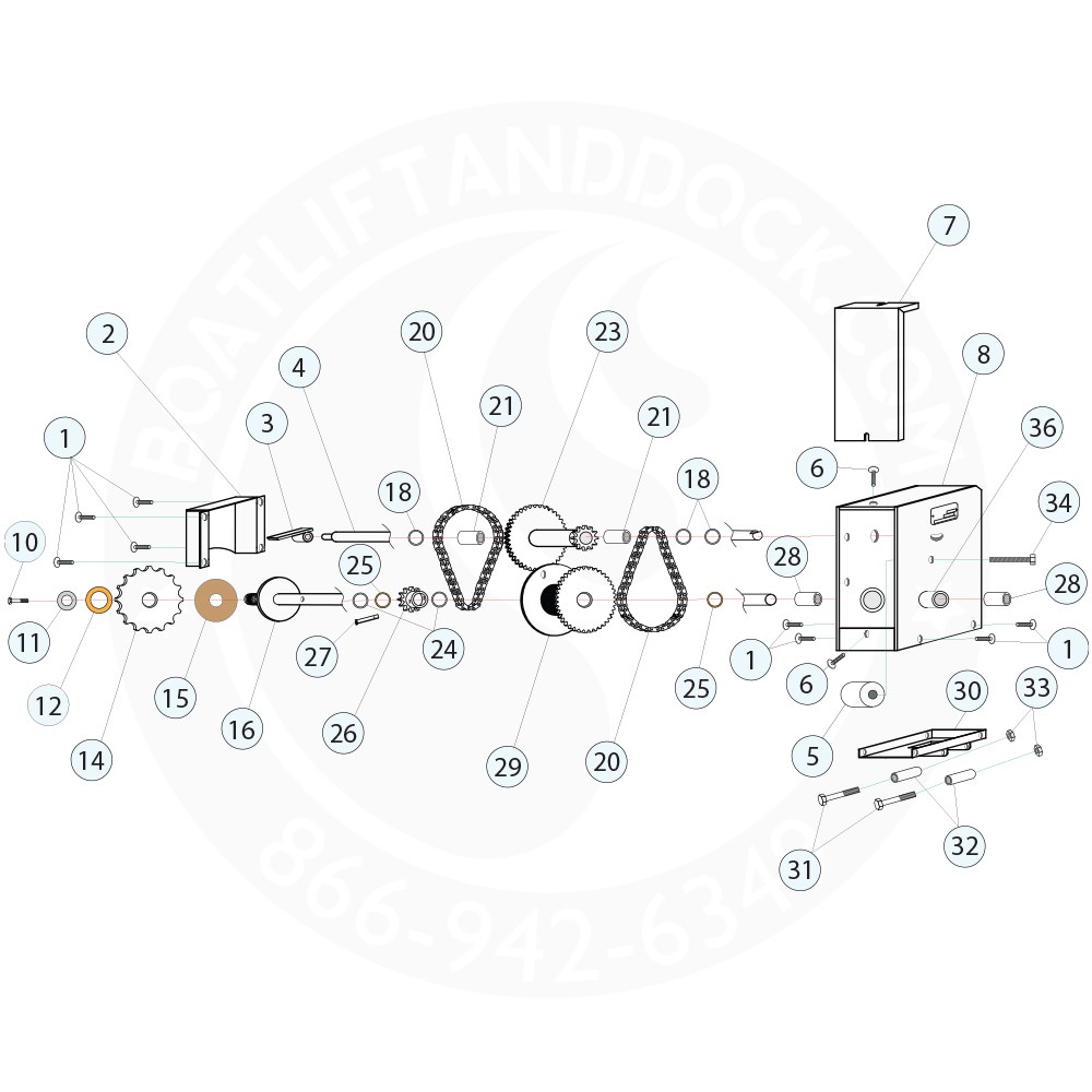 CraftLander A-MH-WH16 Winch Parts Diagram 16:1