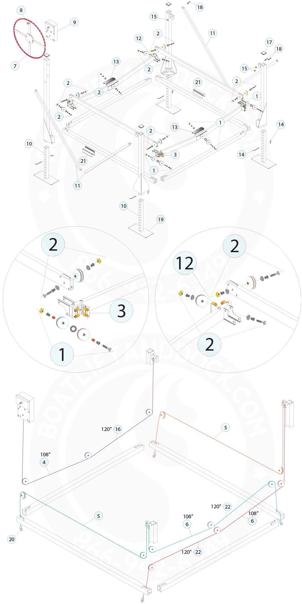 Lakeshore B-Series LSV30/40 - 108/120 V-Cradle Parts Diagram