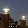 Two White Illuminated Solar Pagoda Piling Light