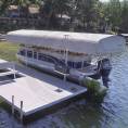 Pontoon raised on ShoreMate 6000 lb Cantilever Hydraulic L6000H