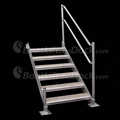 6 Step Aluminum Dock Stair with Handrail