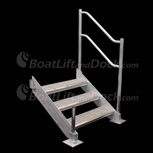3 Step Aluminum Dock Stair with Handrail