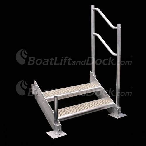 2 Step Aluminum Dock Stair with Handrail