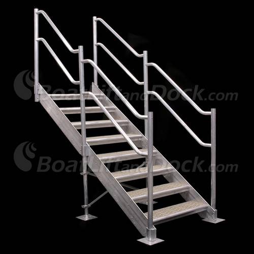8 Step Aluminum Dock Stair with Dual Handrail