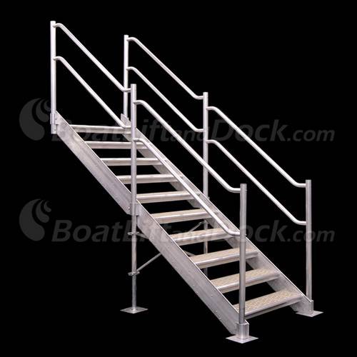 10 Step Aluminum Dock Stair with Dual Handrail