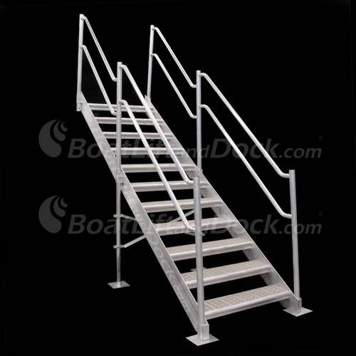11 Step Aluminum Dock Stair with Dual Handrail