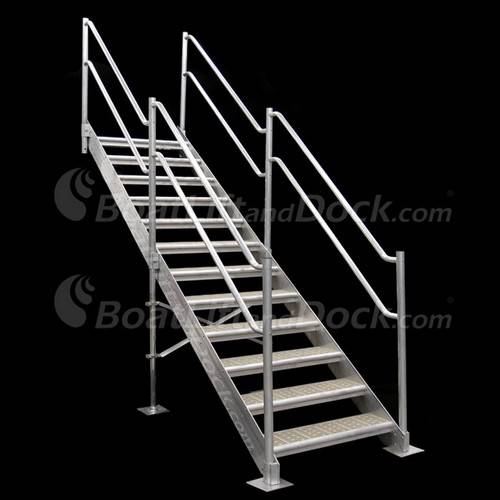 12 Step Aluminum Dock Stair with Dual Handrail