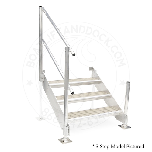 2 Step Aluminum Titan Dock Stair w/ Handrail - 3 W
