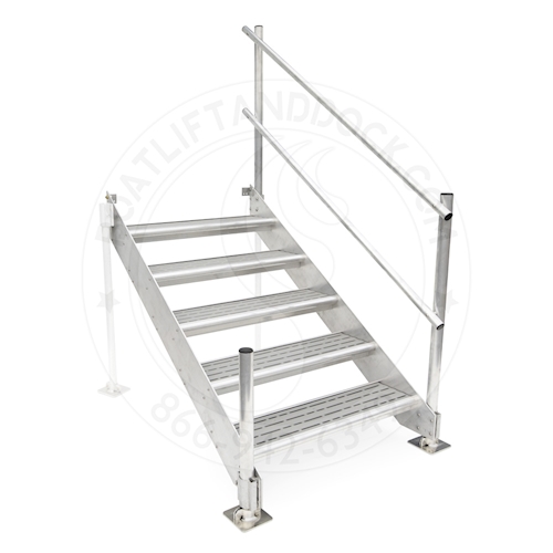 5 Step Aluminum Titan Dock Stair w/ Handrail - 3 W
