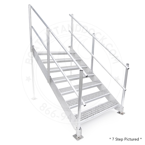 9 Step Aluminum Titan Dock Stair w/ Handrail - 3 W
