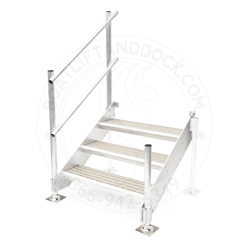 3 Step Aluminum Titan Dock Stair w/ Handrail - 4 W