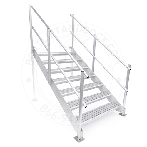 7 Step Aluminum Titan Dock Stair w/ Handrail - 4 W