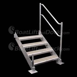 Aluminum Dock Stair with Handrail - 4 Step Aluminum Stair 4 Step Pull Sheet