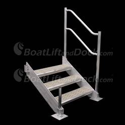 Aluminum Dock Stair with Handrail - 3 Step Aluminum Stair 3 Step Pull Sheet