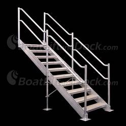 Aluminum Dock Stair with Handrails - 10 Step 10 Step Aluminum Dock Stair with Dual Handrail