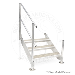 Aluminum Titan Dock Stairs 2 Step Aluminum Titan Dock Stair w/ Handrail - 3 W