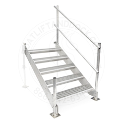 5 Step Aluminum Titan Dock Stair 5 Step Aluminum Titan Dock Stair w/ Handrail - 3 W